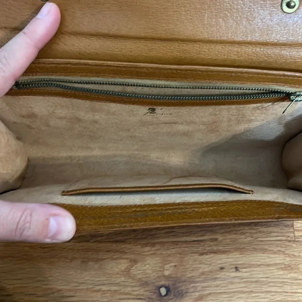 Lesco Vintage Envelope Clutch Tan Leather